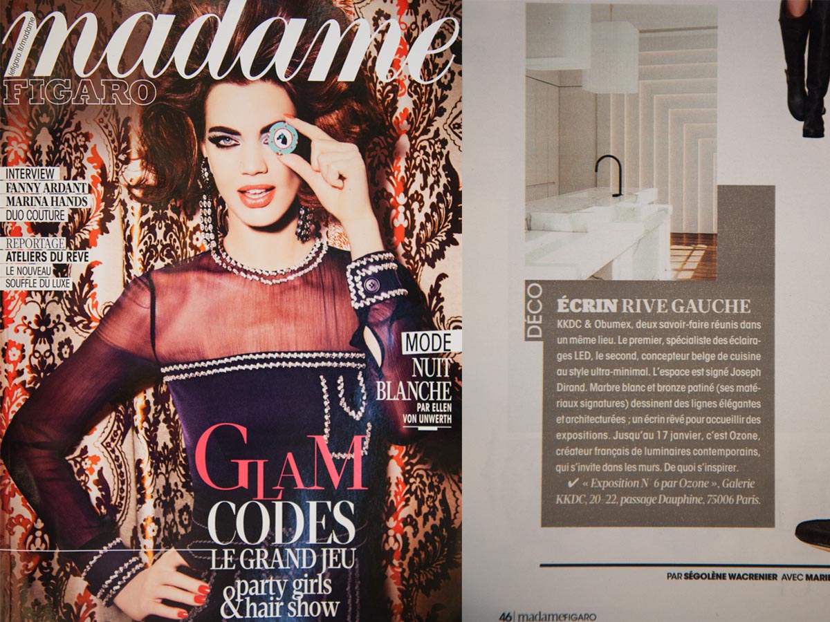 The Exhibition by Ozone Lighting on the MADAME FIGARO 2015 magazine