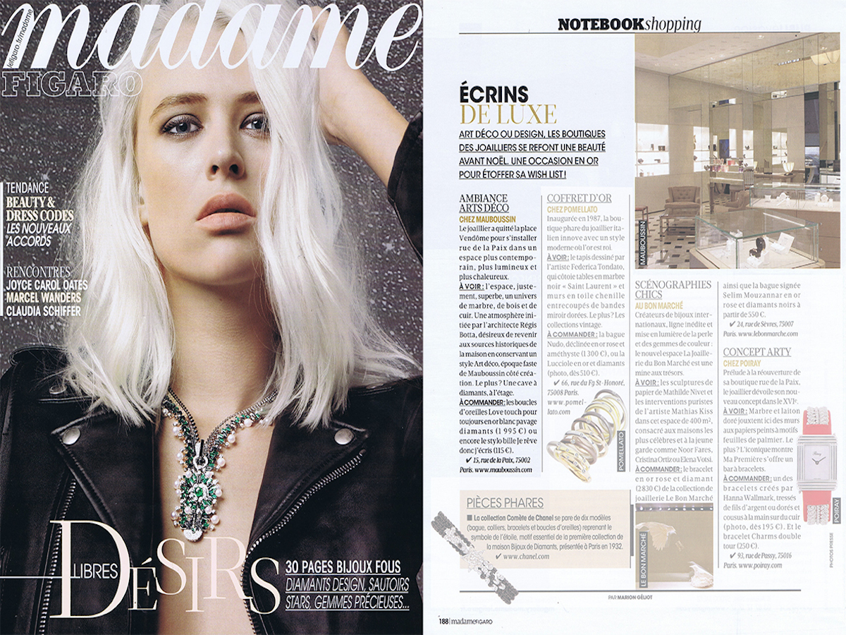 The Mauboussin store in Paris on the MADAME FIGARO 2015 magazine