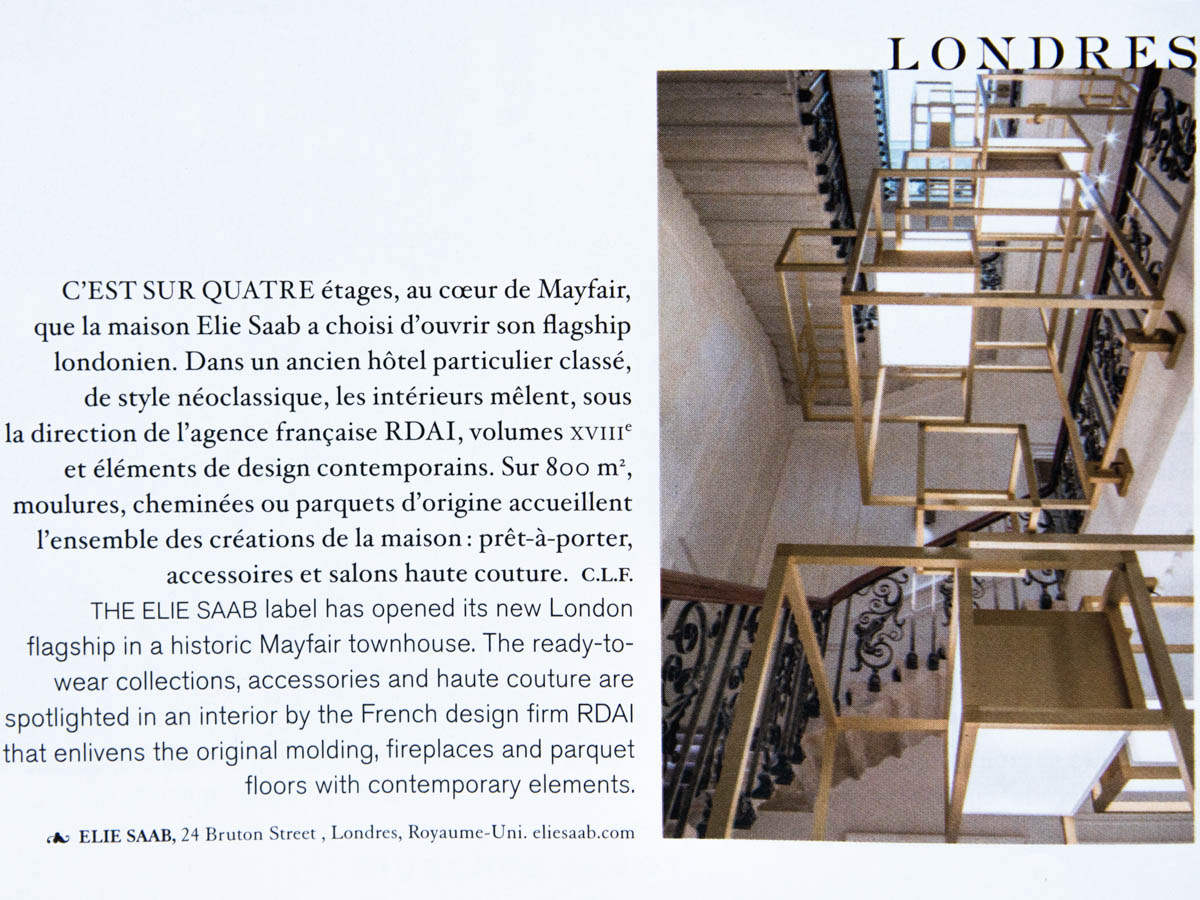 Article of the Ellie Saab store of London on the MADAME AIRFRANCE magazine, 2017 edition