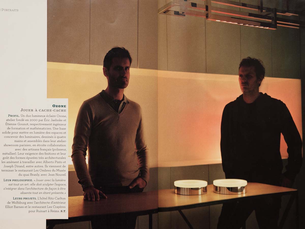 Presentation of the company Ozone Light, founded by Gounot & Jähnke on AD magazine, September 2012 issue