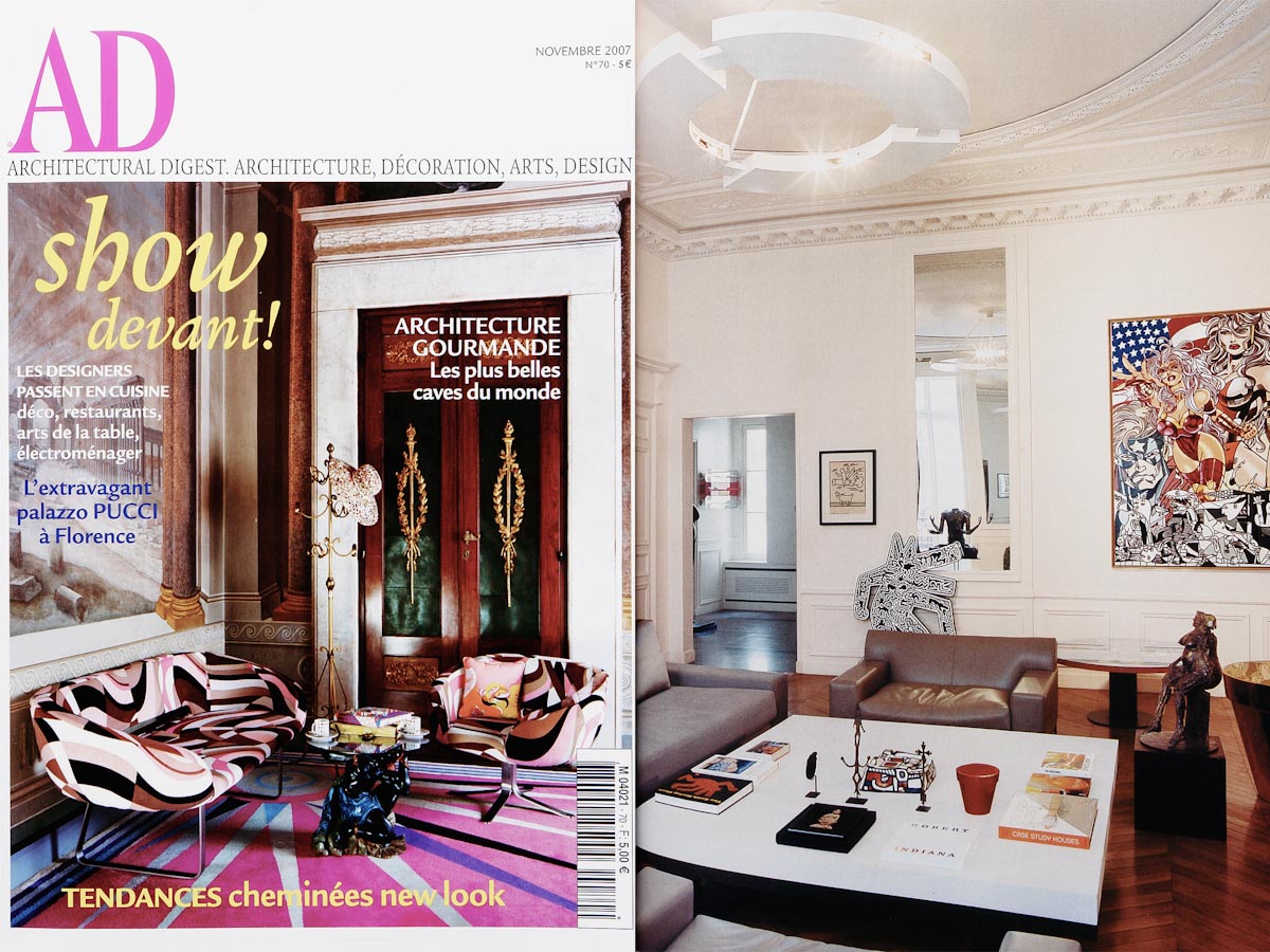 Classique white chandelier by Gounot & Jähnke on AD magazine, November 2007 issue