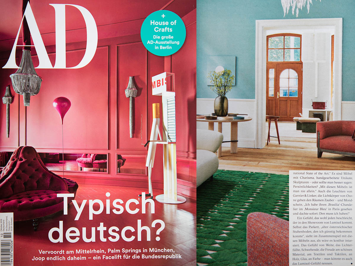 Article by the  ARCHITECTURAL DIGEST GERMANY magazine  mentioning Ozone's participation for the Monsieur Bleu project