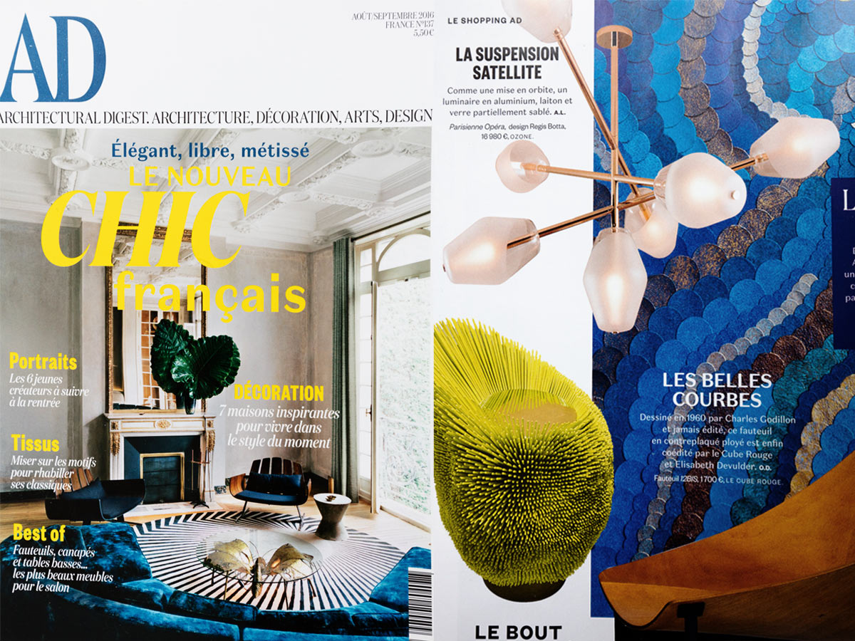 Opéra chandelier by Regis Botta in the AD magazine August/September edition