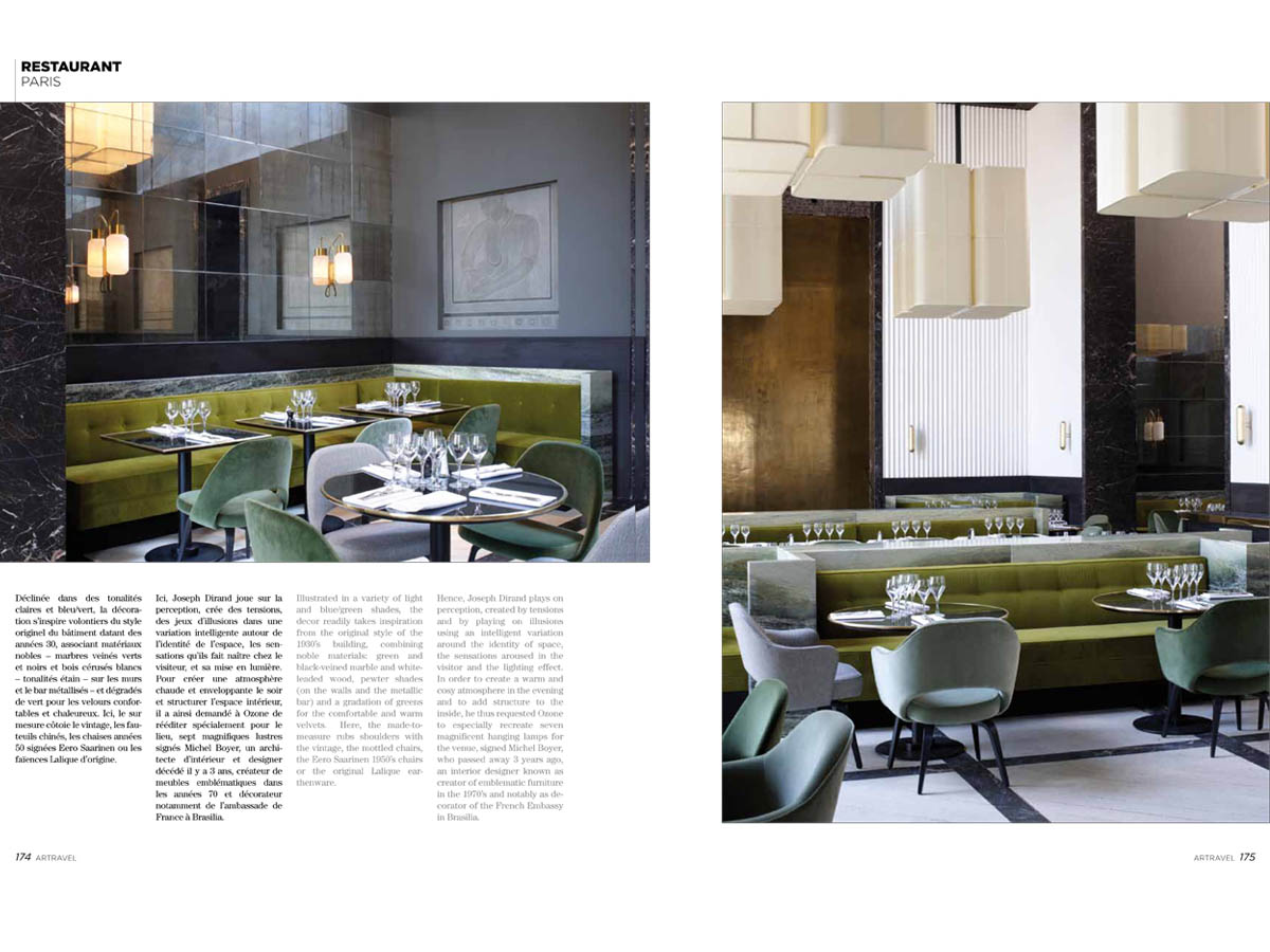 The Monsieur Bleu Restaurant in Paris on the ARTRAVEL magazine 2013