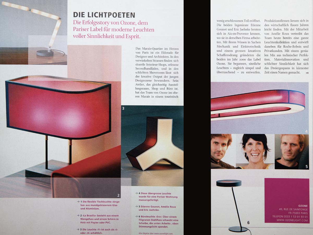 Portraits of Etienne Gounot, Amélie Roux and Eric Jähnke on Ideales HEIM magazine 2005