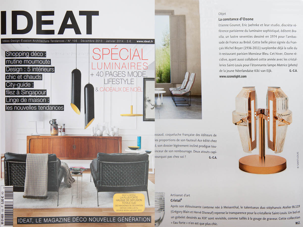 Article of Ozone's projects on the IDEAT magazine, December 2013 edition