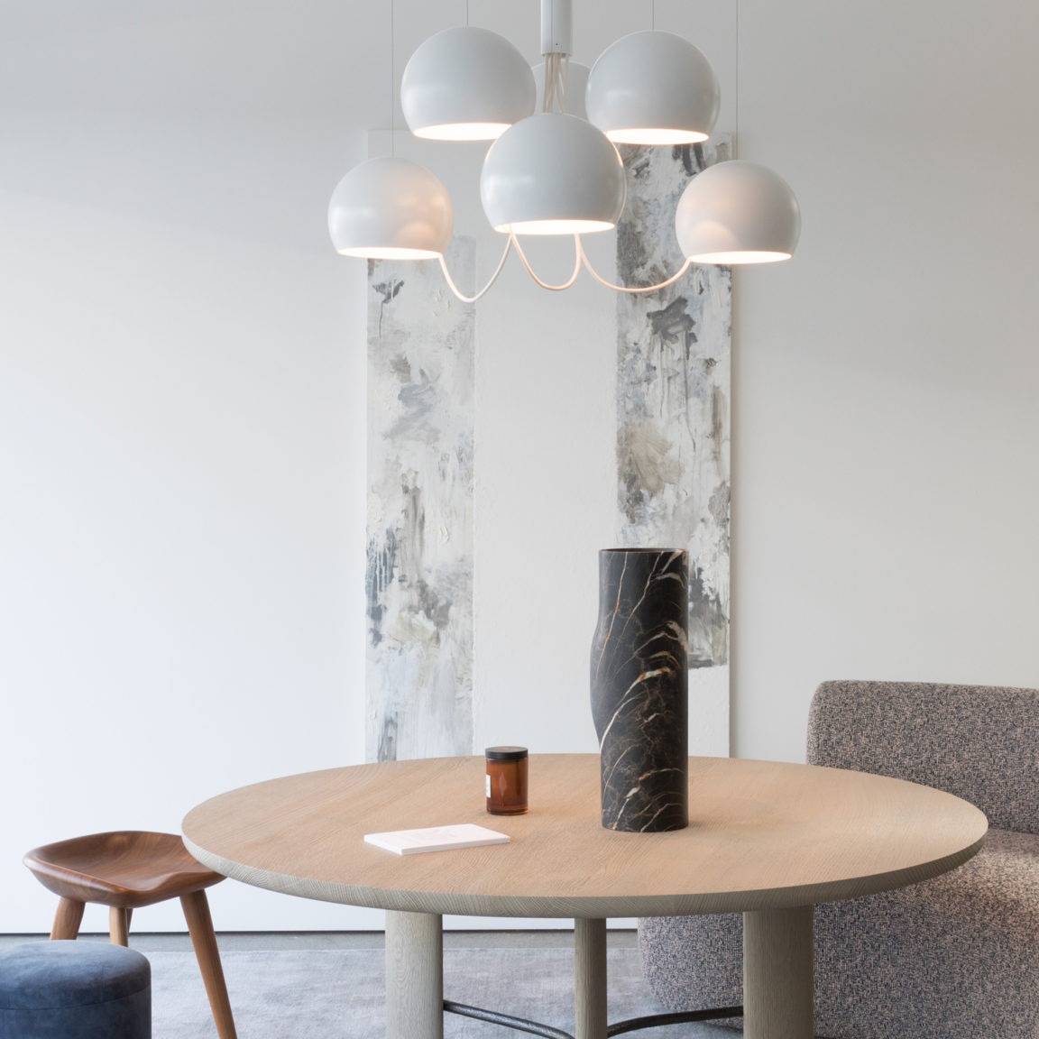 Kronleuchter Paulin M101 mit sechs Kugeln von Pierre Paulin