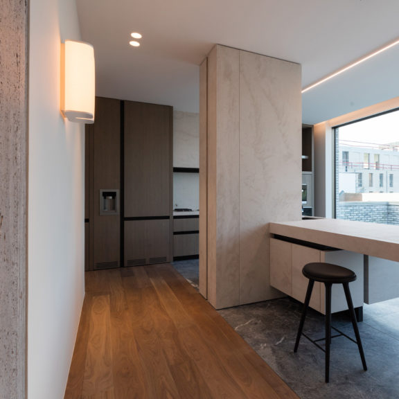 Brasilia A sconce by michel Boyer in the kitchen of Glenn Sestig Anthwerp project