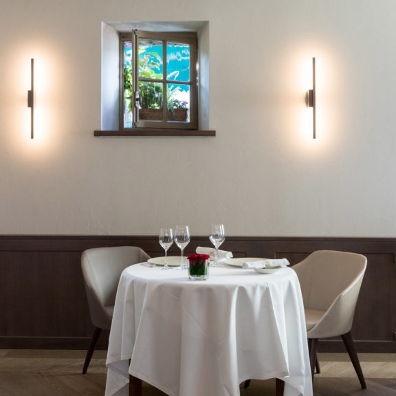 Untitled A sconces by Gounot & Jähnke on the restaurant of Domaine de Châteauvieux