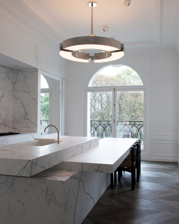 Chandelier Classique V designed by Etienne Gounot and Eric Jähnke, for our project appartment Etoile by Joseph Dirand, for Ozone. 