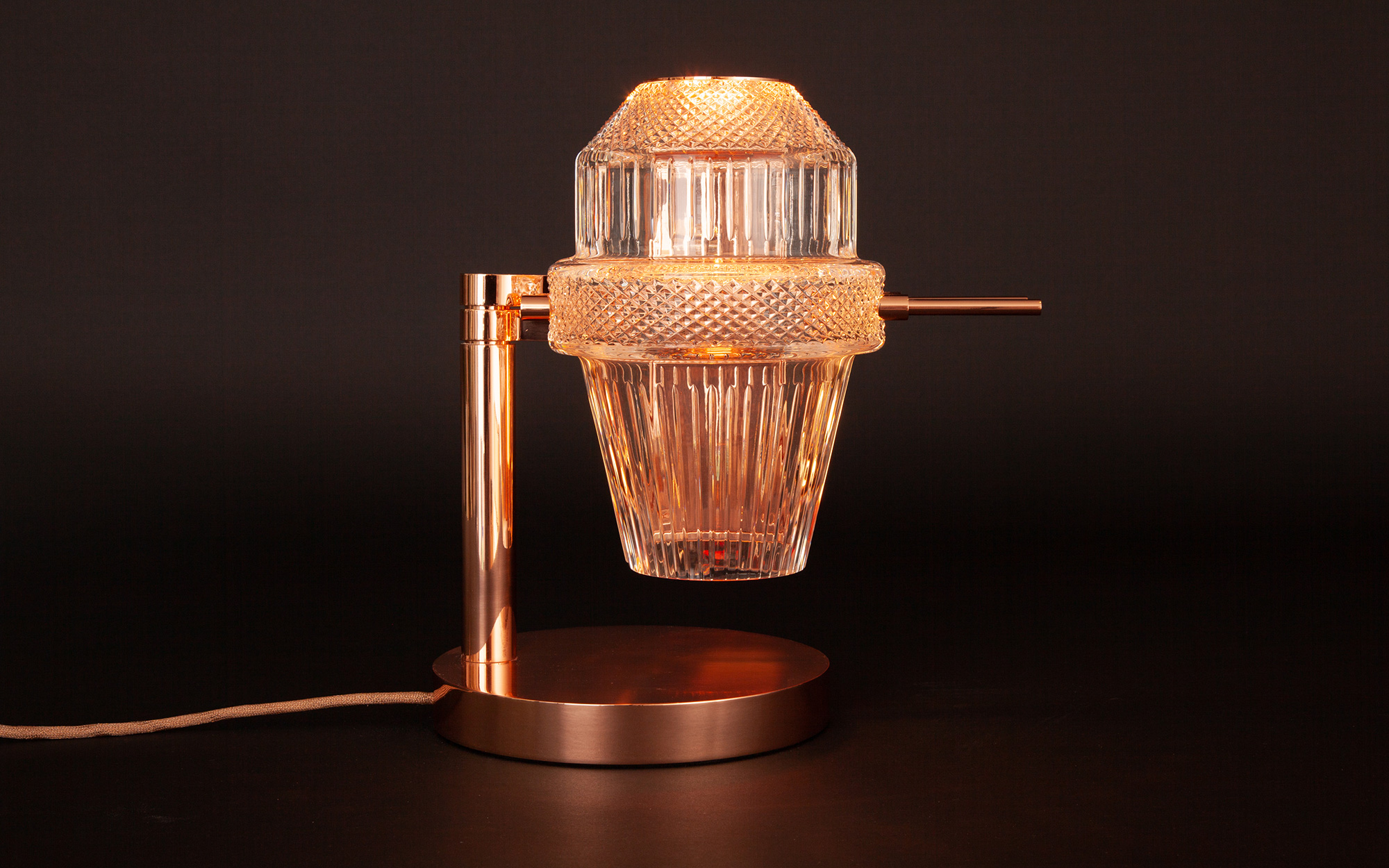 Table lamp Matrice designed by Saint Louis in our partnership project, for Ozone