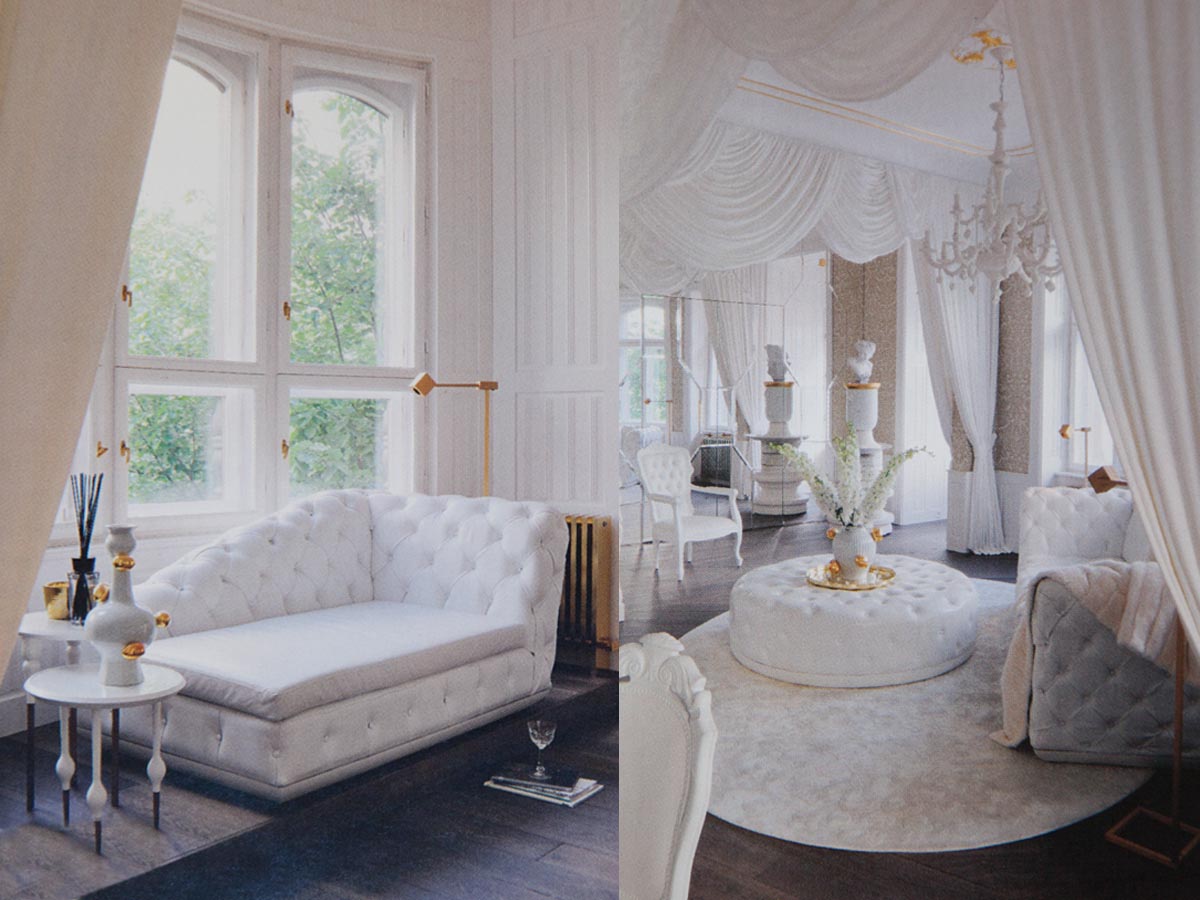 The Marienbad L floor lamp with a gold finish on the Residences Decoration magazine 2014