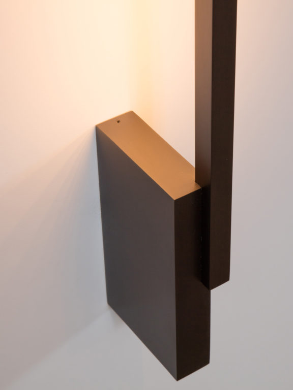 Focus on the gunmetal finish of the Untitled H wall lamp by Gounot & Jähnke for Ozone