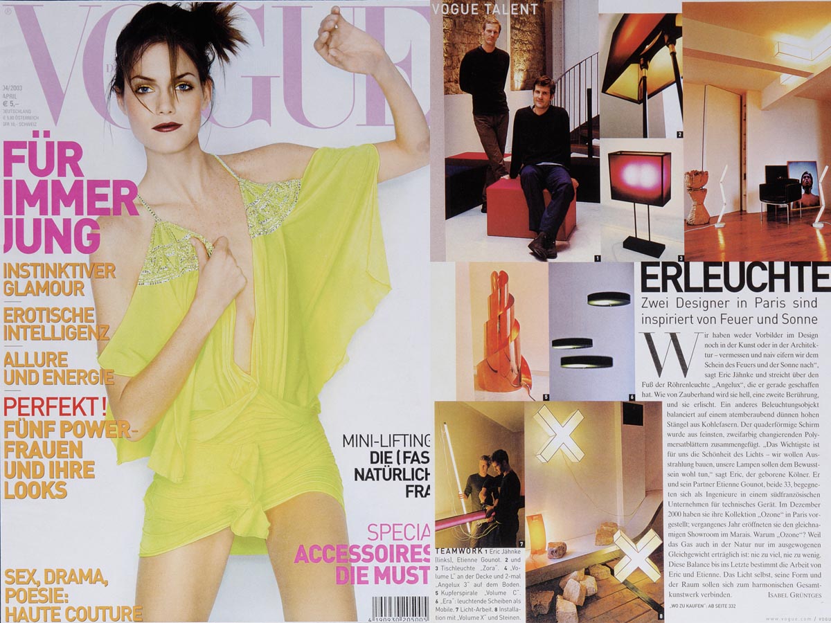 Portrait of Gounot & Jähnke, founders of Ozone Light on Vogue Deutschland magazine 2003