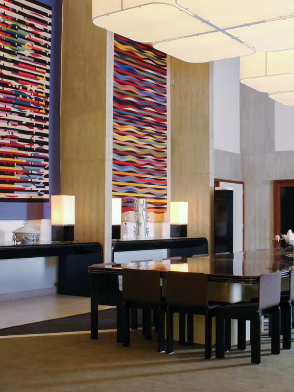 The french embassy in Brazil with three Brasilia LP table lamps and two Brasilia L pendant lights by Michel Boyer