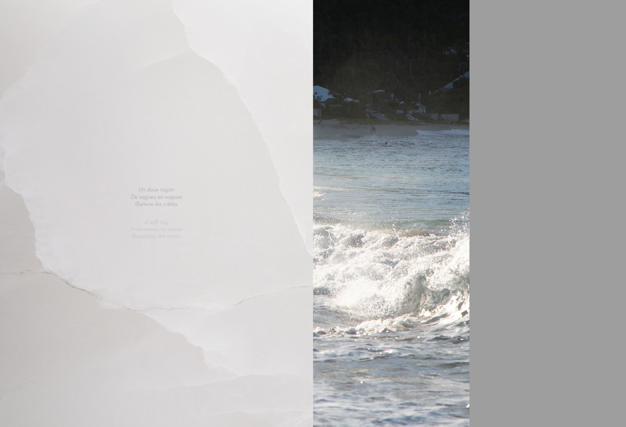 Materials and inspiration pages from the Embrun Ozone Lighting collection booklet