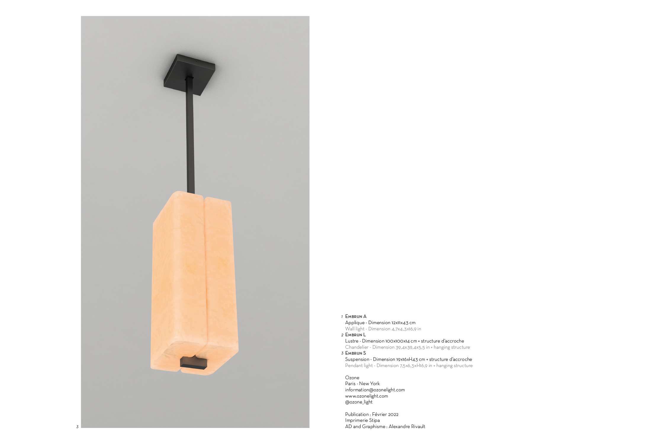 List of products in the Embrun Ozone Lighting collection 