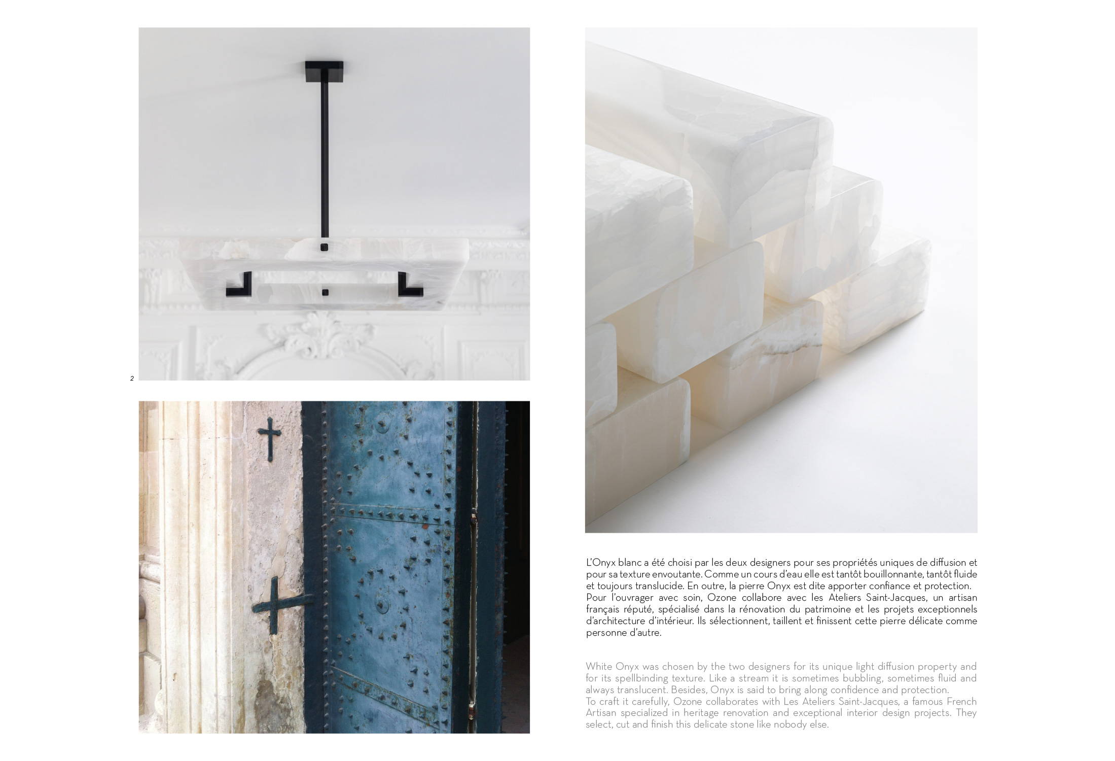 Explanation of the choice of onyx for the Embrun collection by Ozone Lighting
