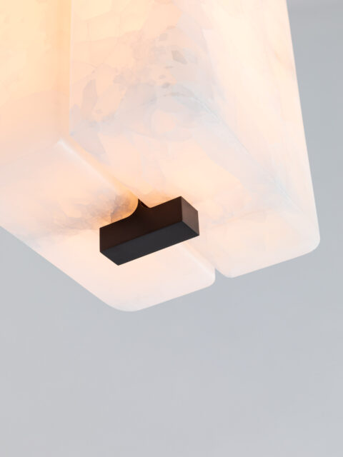 Close-up of the light diffused through the onyx of the Embrun S pendant light by Gounot & Jähnke for Ozone