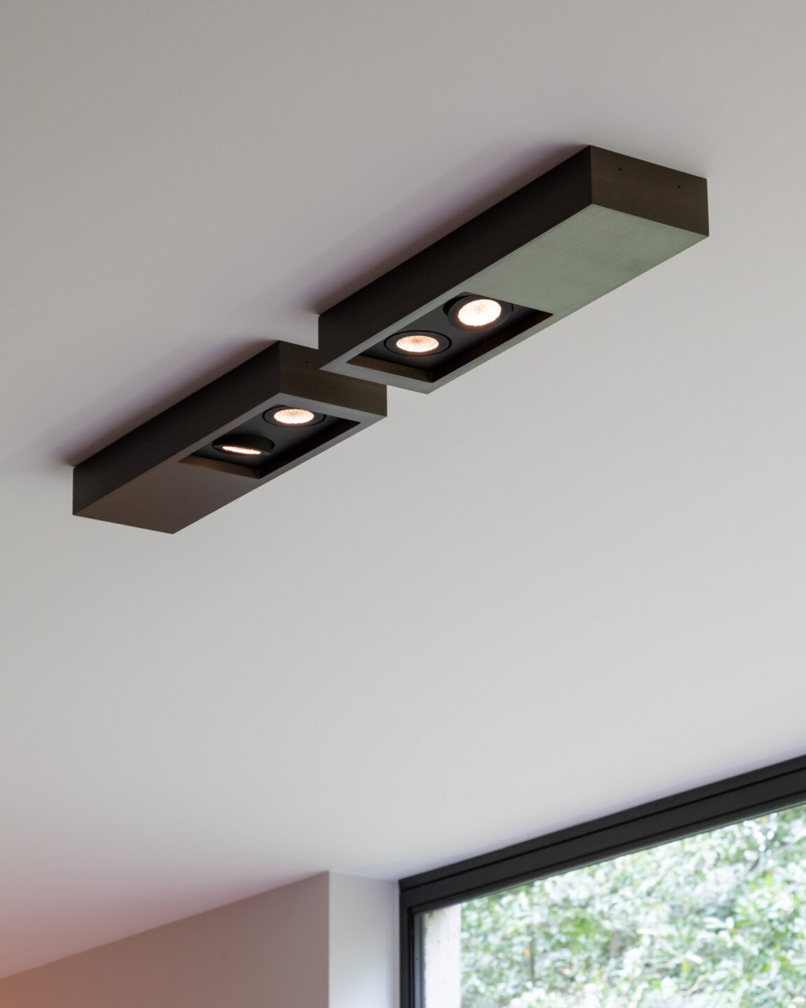 Regard S ceiling lights with two spots by Glenn Sestig in matte bronze finish