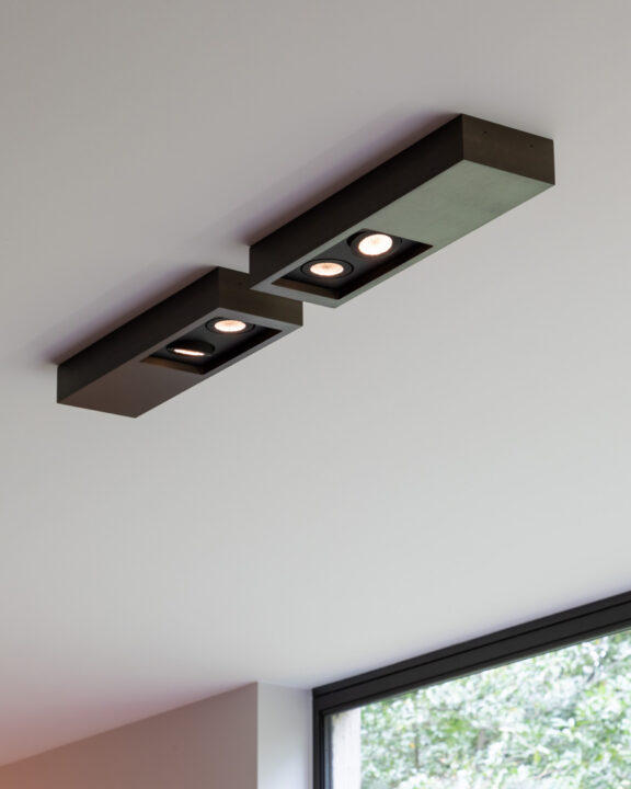 Regard S ceiling lights with two spots by Glenn Sestig in matte bronze finish