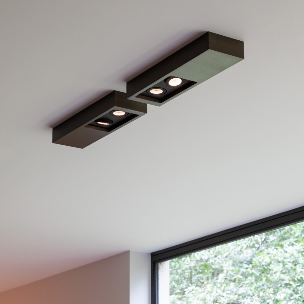 Regard S ceiling lights with two spots by Glenn Sestig in matte bronze finish