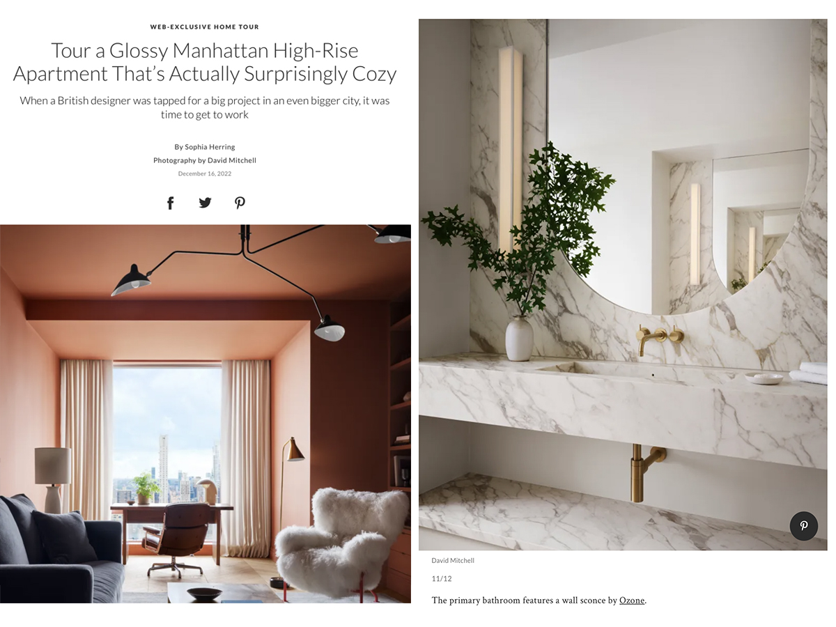 AD magazine web article about Line L sconces by Gounot & Jähnke for Ozone