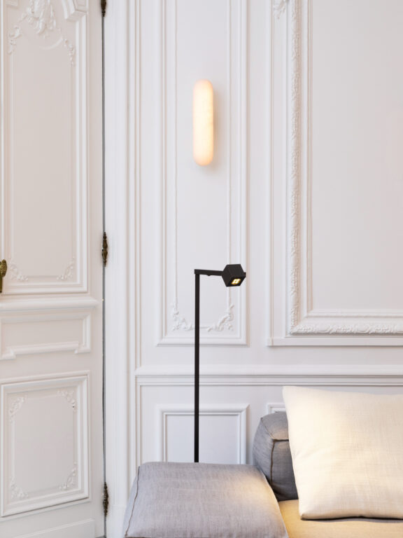 Gélule Albâtre sconce by Joseph Dirand for Ozone in a Parisian apartement