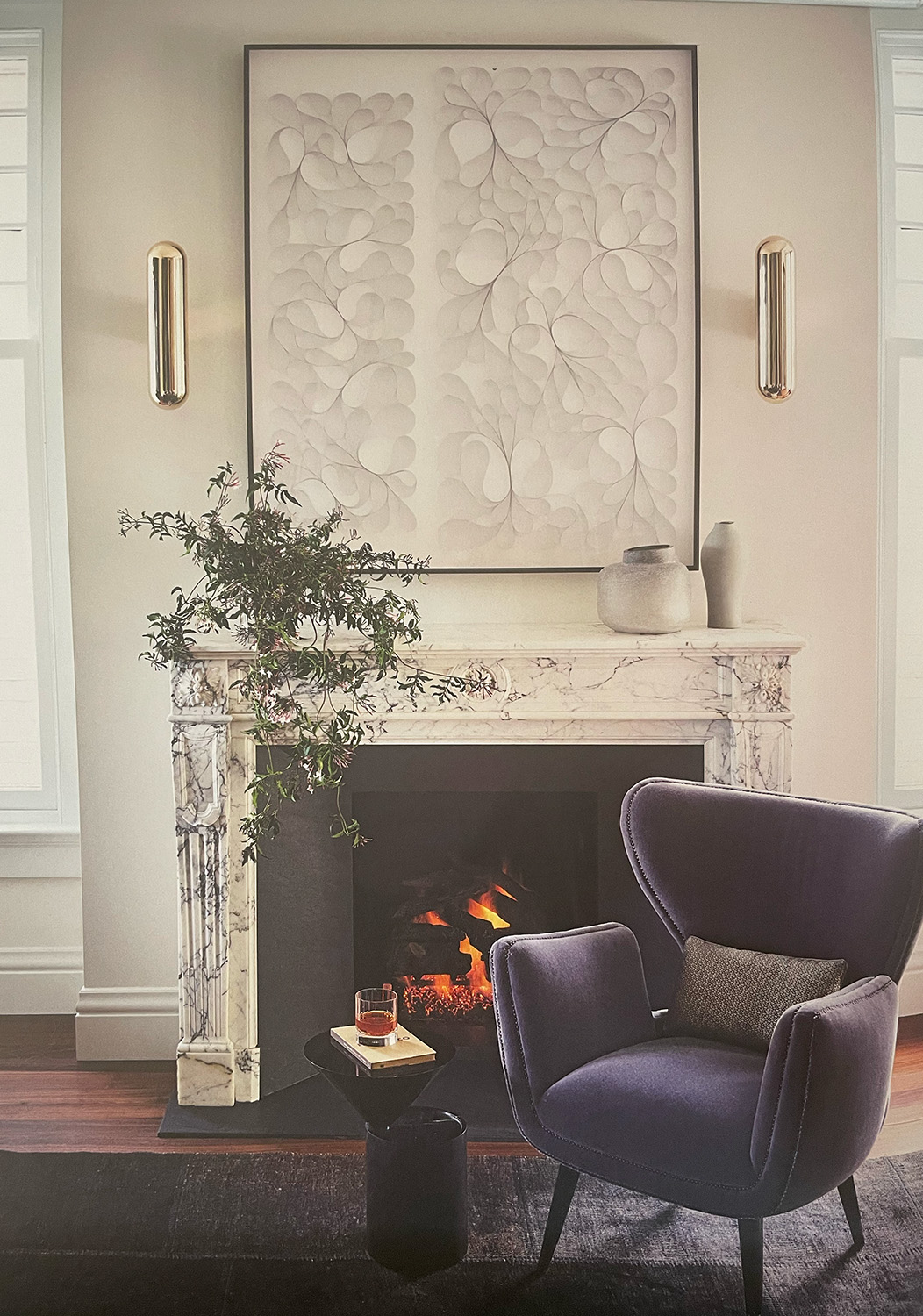 Pale gold Gélule sconces in Nicole Hollis' magazine 