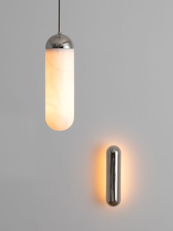 The Gélule S Pendant Light and the Gélule Sconce by Joseph Dirand for Ozone
