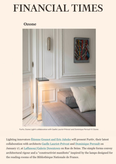Article on Ozone Furtiv's latest collection by the Financial Times magazine