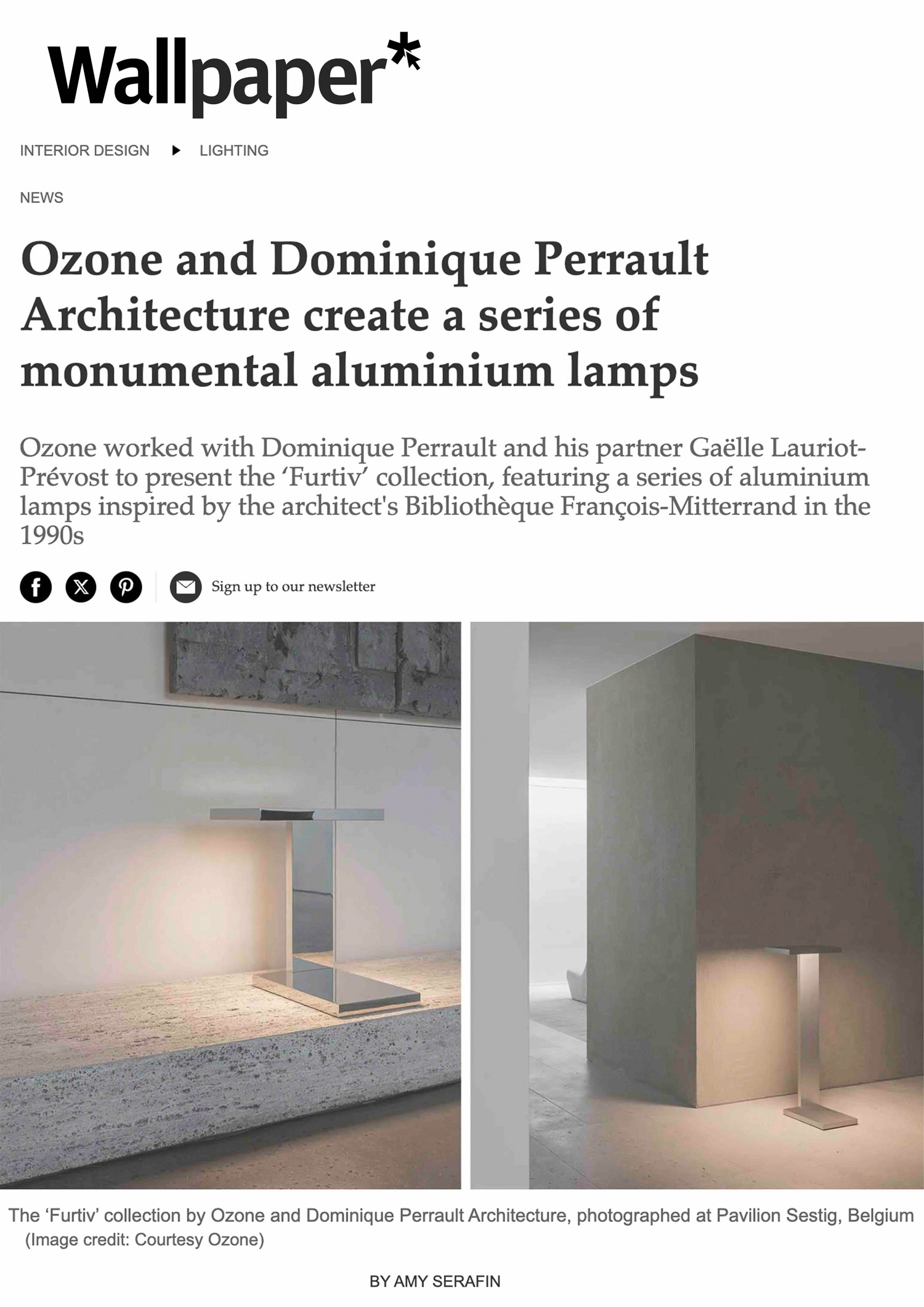 Wallpaper* magazine article on the Furtiv collection by Gaëlle Lauriot-Prévost and Dominique Perrault