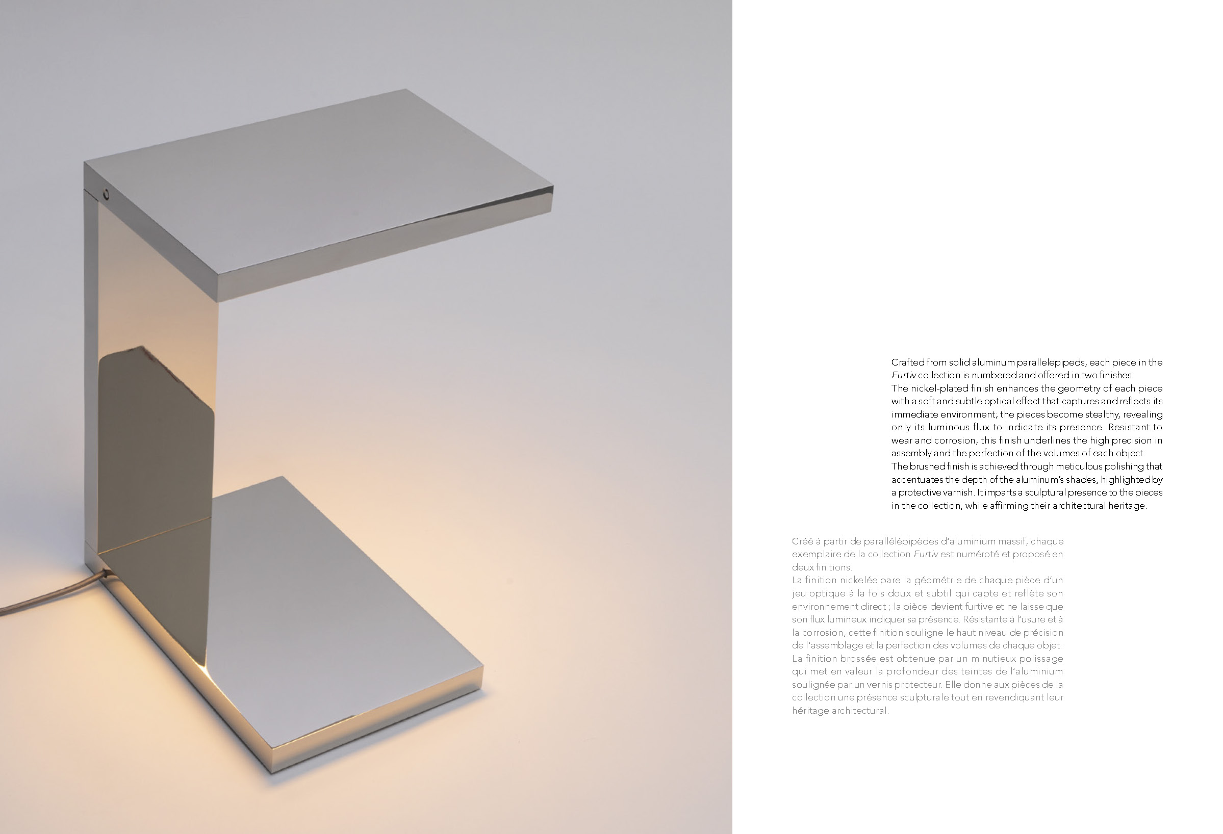 Furtiv LP table lamp with mirror nickel finish by Gaëlle Lauriot-Prévost and Dominique Perrault