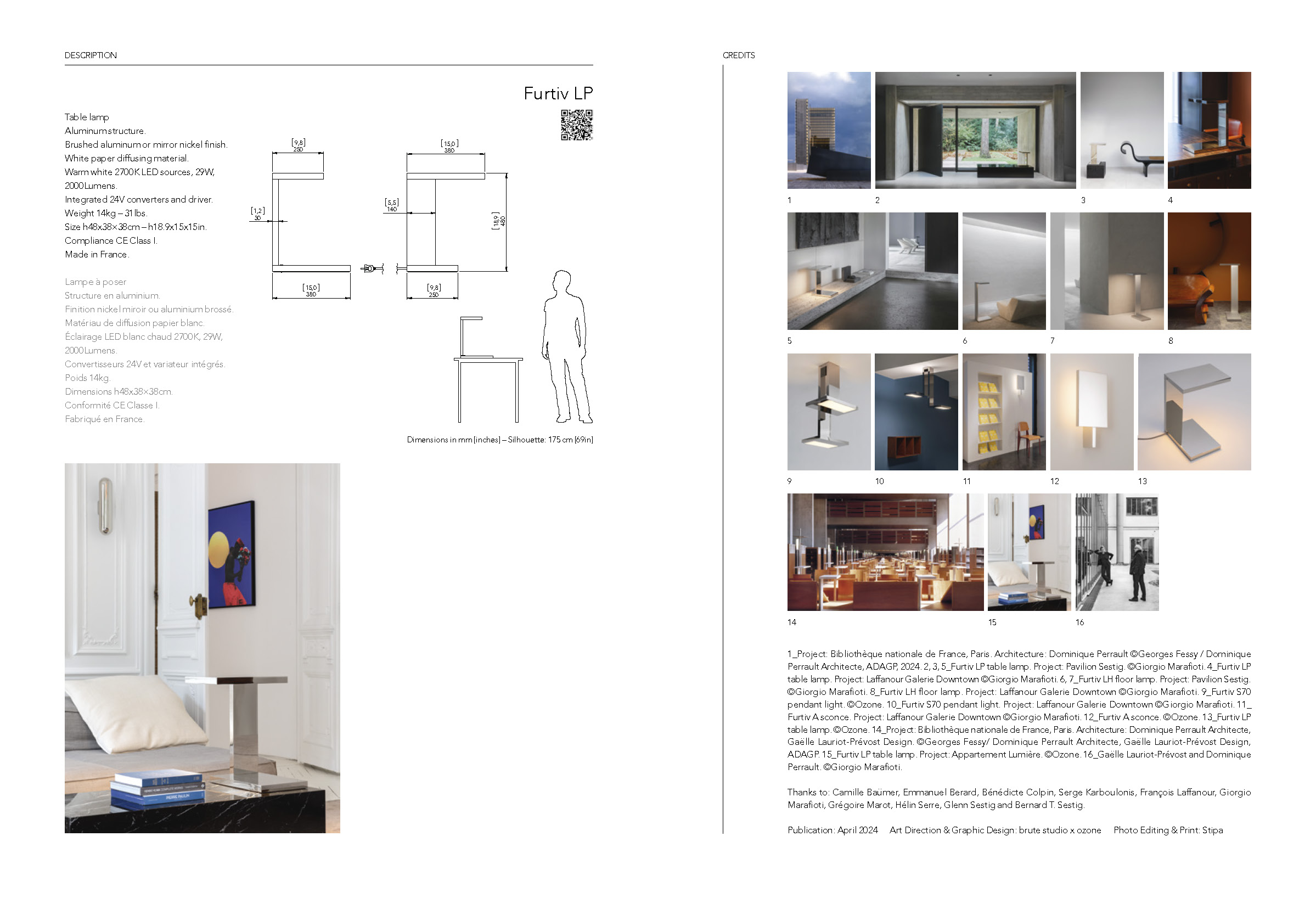 Double page from the Ozone catalog of the Furtiv collection by Gaëlle Lauriot-Prevost and Dominique Perrault