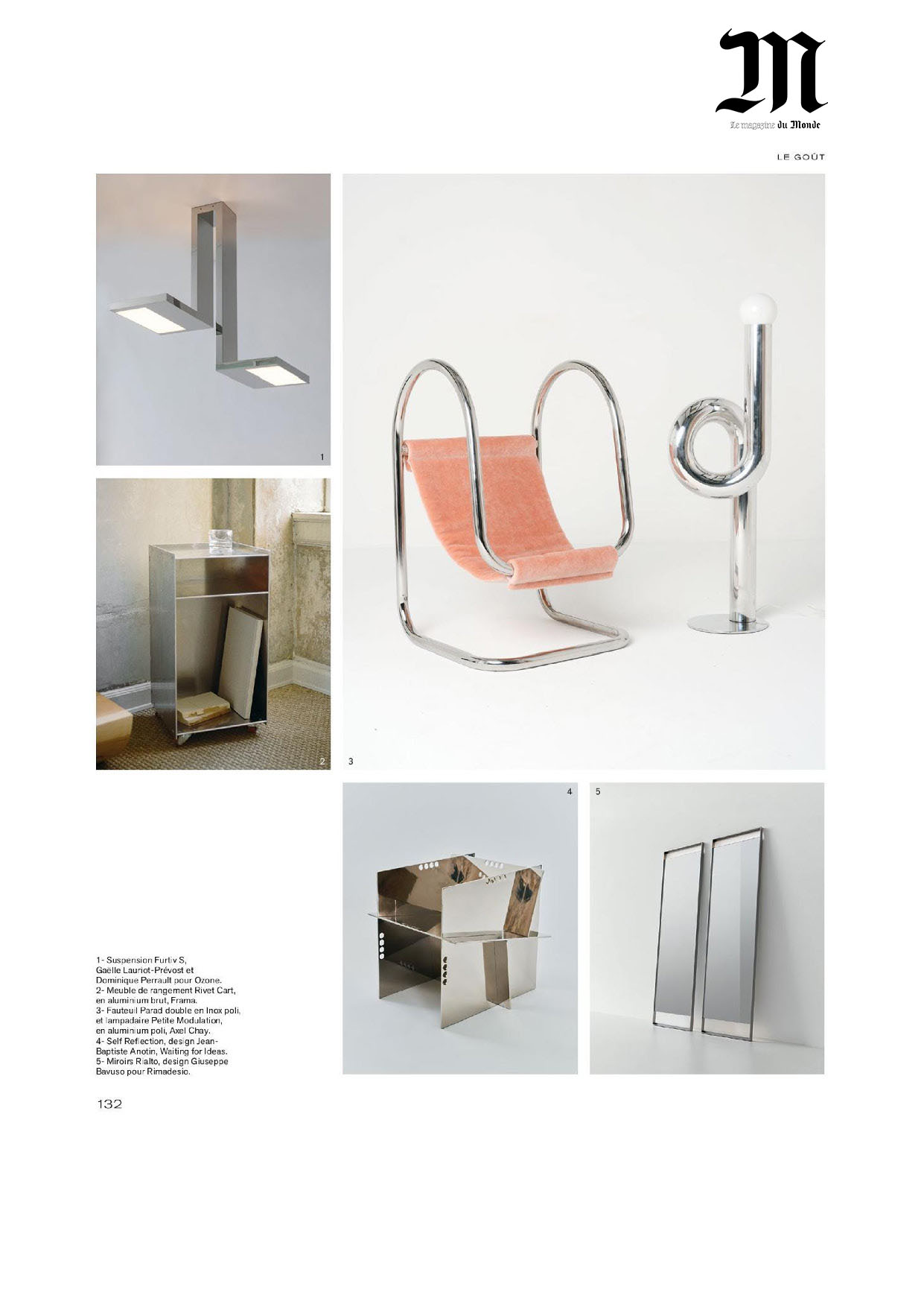 Furtiv S pendant light in a Le Monde article