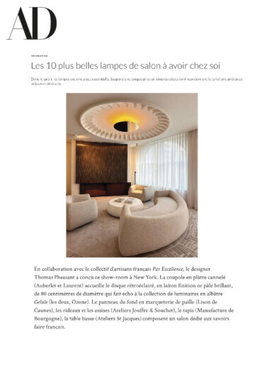 AD magazine with Joseph Dirand's alabaster Gélules lights