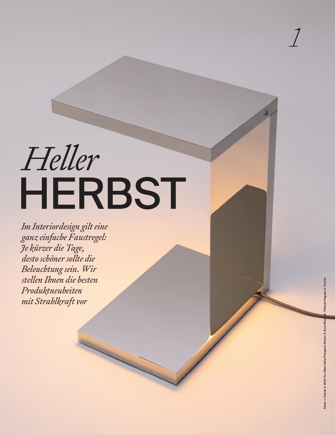 Furtiv LP table lamp in the AD magazine 