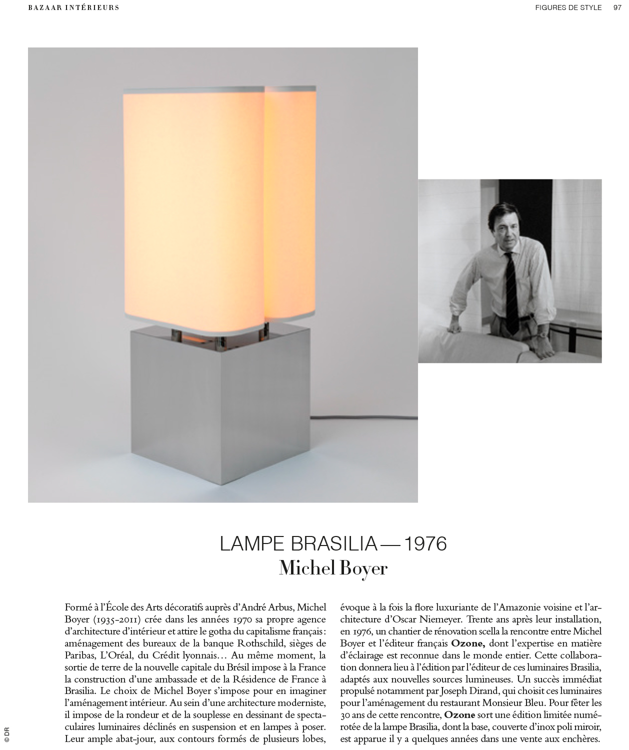 LP table lamp by Michel Boyer in BAZAAR Intérieurs magazine