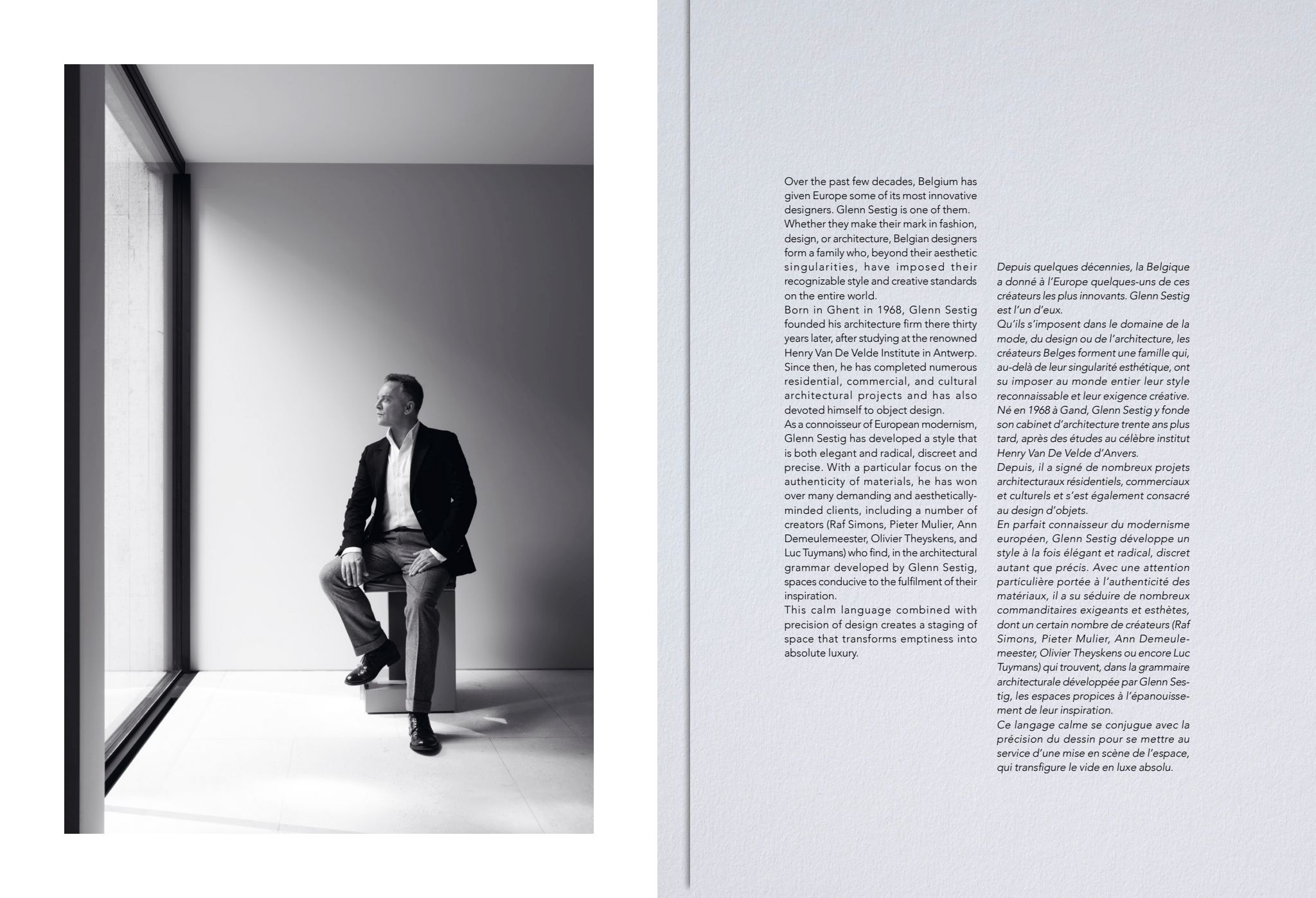 Portrait of Belgian architect Glenn Sestig in the Tennessee 2026 booklet