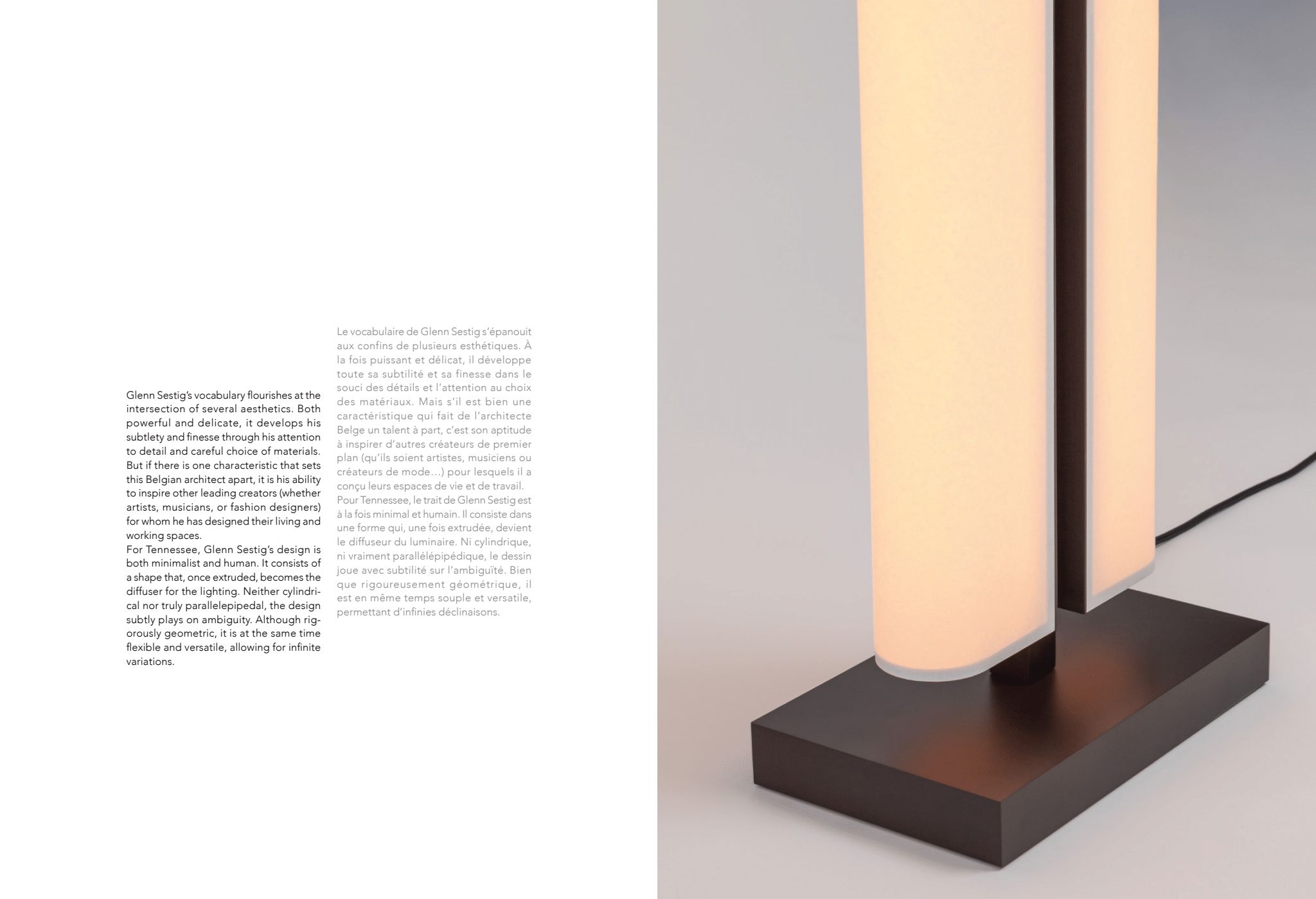 Description of the choice of materials for Glenn Sestig's Tennessee collection in the Tennessee 2026 booklet